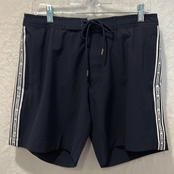 MICHAEL Michael Kors Other - Michael Kors Men’s Dark Blue Logo Tape Swim Trunks Size M New With Tags